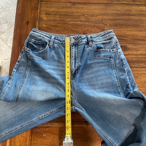 Flying Monkey high rise wide cuffed wide leg medium wash blue denim jeans sz 31 - Picture 13 of 16